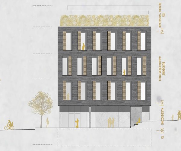 Neubau SVS Landesstelle Vorarlberg, Dornbirn | Plan Ansicht HK Architekten, Querformat ZT GmbH