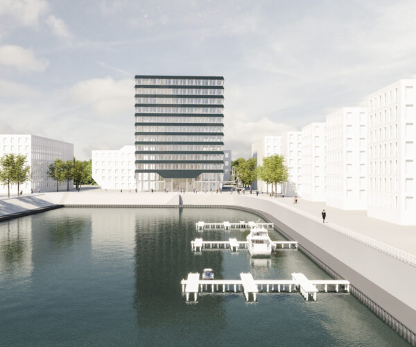 High-rise building an der Hafenspitze, Zollhafen Mainz | Rendering Thomas Knapp