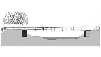 Food and Cycle Bridge, Zwischenwasser, longitudinal section