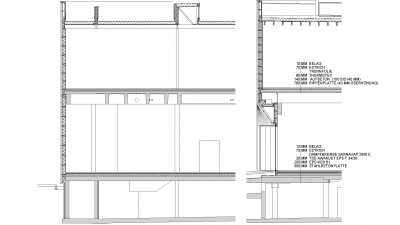 Sutterlüty, Hohenems, facade section