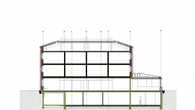Hotel Bellevue, Les Houches, longitudinal section