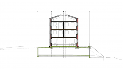 Hotel Bellevue, Les Houches, cross section