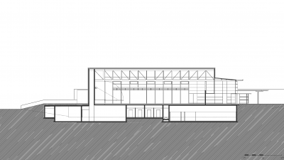 Gymnastics and Celebration Hall, Muntlix , longitudinal section