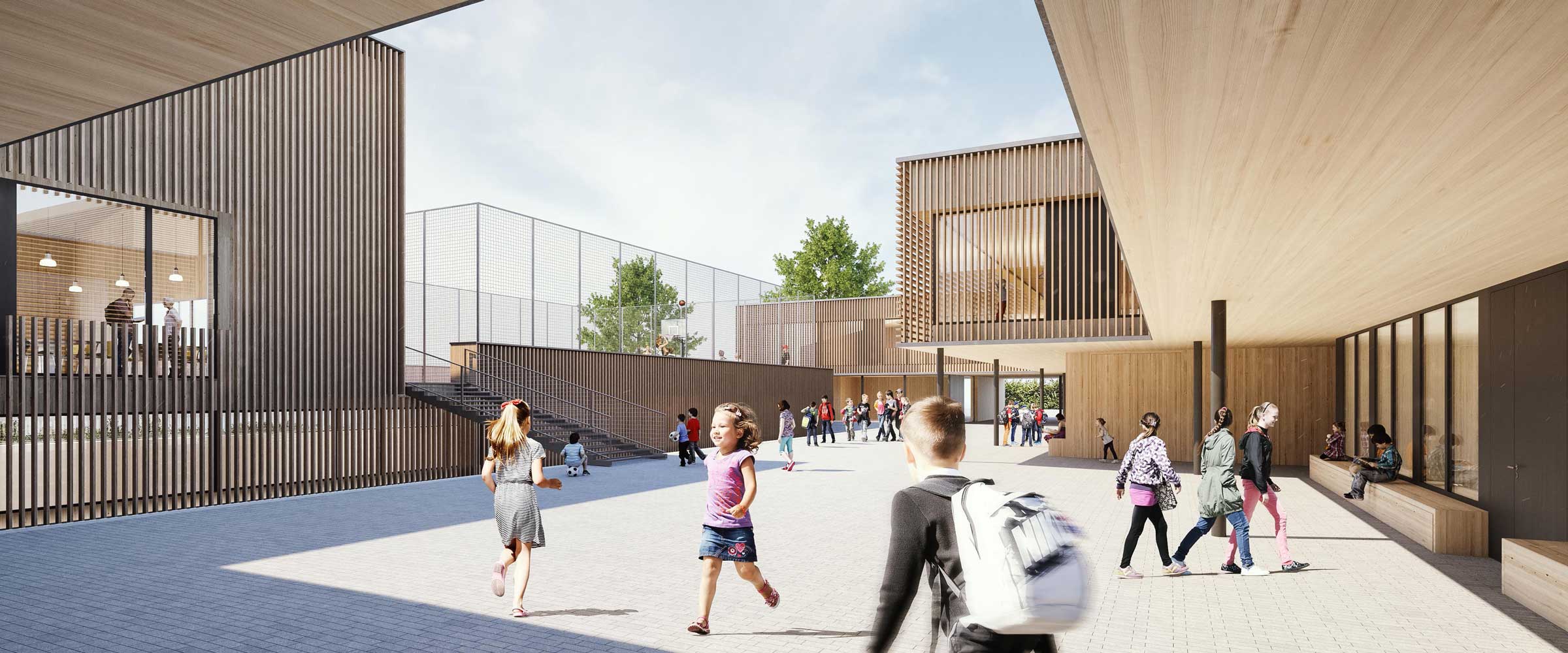 School on a slope, Frankfurt (Bergen-Enkheim)